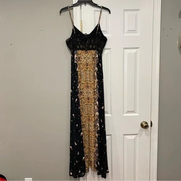 Free People Intimately Morning Song Printed Maxi Slip Dress Women Large Tank Top - Picture 6 of 12